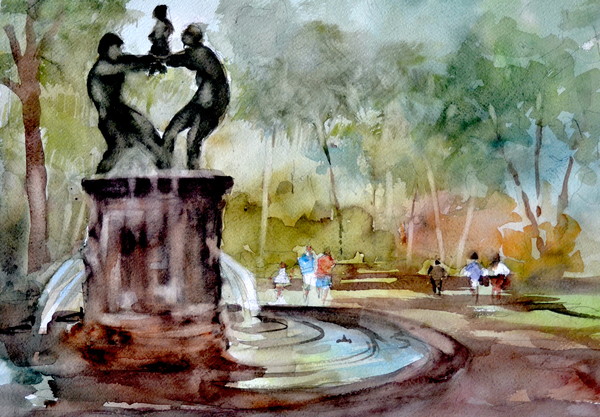 Claudio Castiglioni, La fontana dei satiri a villa Borghese