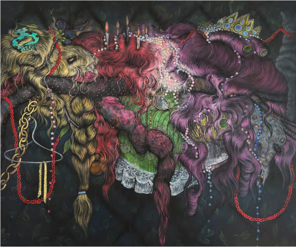 Even though it was the season of Carnival 2024 acrylic and airbrush on canvas 152 x 183 cm 60 x 72 in ⓒ Bea Scaccia