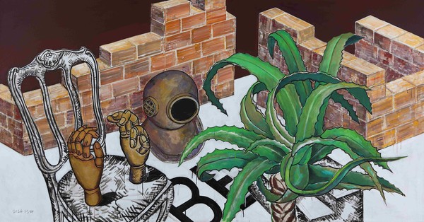 오원배, 무제 Untitled, 2024, 캔버스에 혼합매체, Mixed media on canvas, 120x230cm