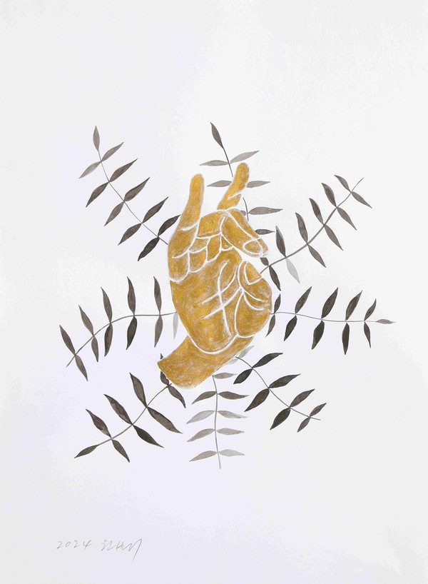 오원배, 무제 Untitled, 2024, 종이에 안료, Pigment on paper, 64.5x48cm