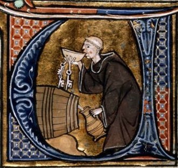A medieval monk tasting his wine. www.wikipedia.org