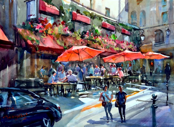 Chez Marienne- Le Marais, Paris, 61 x 45.5 cm, watercolor on paper, 2024