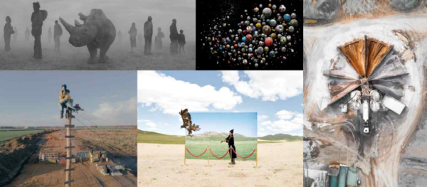 (좌측 상단부터) 닉 브랜트 - The Day May Breake 1, Najin and People in Fog, Kenya, 2020, 맨디 바커 - What Lies Beneath, Penalty, Europe, 톰 헤겐 - Quarry Mine near Augsburg, Bavaria, Germany, 2016, 잉마르 비욘 놀팅 - Eviction, Lützerath, Germany, 2023, 이대성 - Futuristic Archaeology, Mongolia, 2015