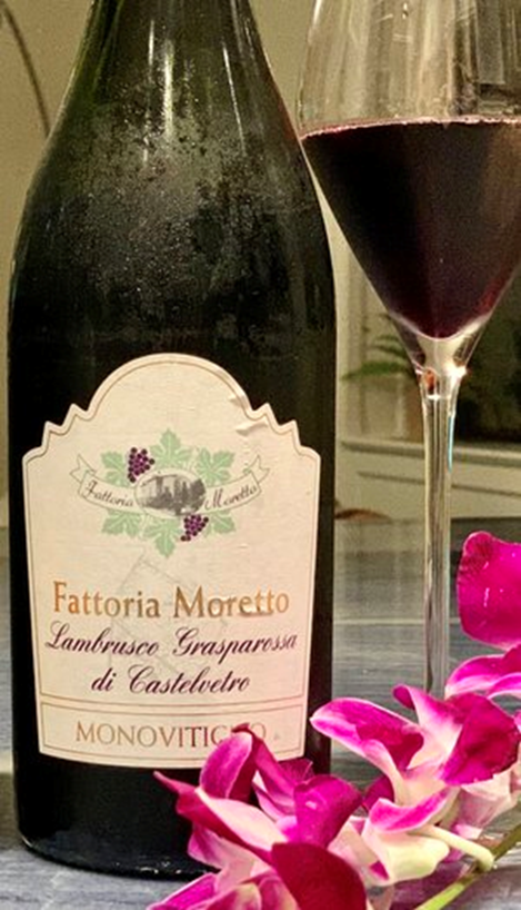 Lambrusco Grasparossa di Castelvetro DOC from Fattoria Moretto winery. Modena, Italy. Credits www.thewinechef.com