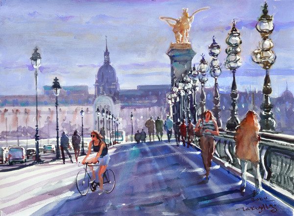 Pont Alexandre III, 75 x 56 cm, watercolor color on paper, 2024