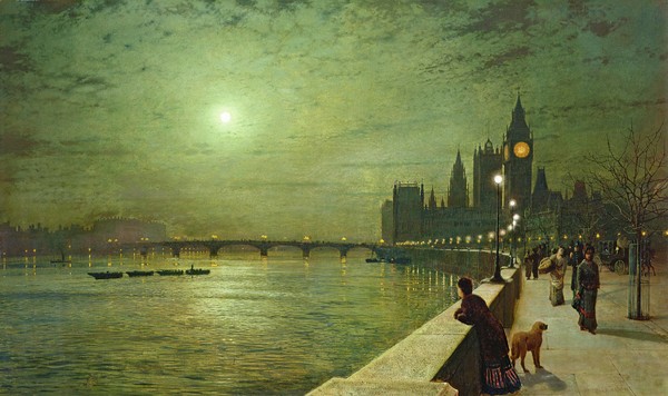 Reflections on the Thames, Westminster_Grimshaw(1880)