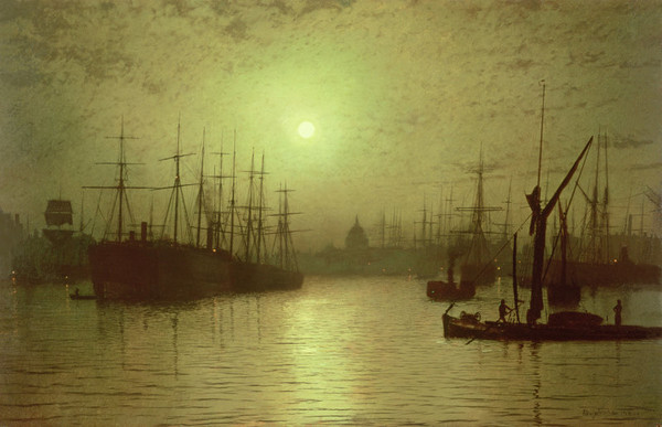 Nightfall down the Thames_Grimshaw(1880)