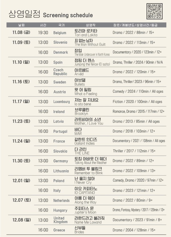 제10회 유니크 x 유럽연합 영화제 상영표