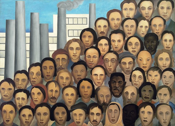 노동자들Operários, 1933 © Artistic-Cultural Collection of the Governmental Palaces of the State of São Paulo /photo Romulo Fialdini © Tarsila do Amaral Licenciamento e Empreendimentos S.A