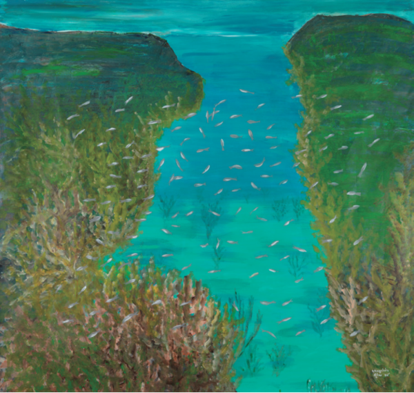 ⓒAngeliki Angelidis, photo: Katoufas Brothers, Secret Lagoon2024Acrylic on canvas180×165㎝Courtesy of the artist