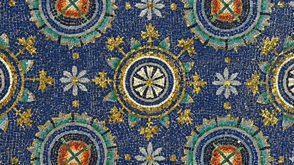 Motivo geometrico-stellato, particolare della voltaMausoleo di Galla Placidia, Ravenna, Italia© Opera di Religione della Diocesi di Ravenna Foto: Alfredo Dagli Orti