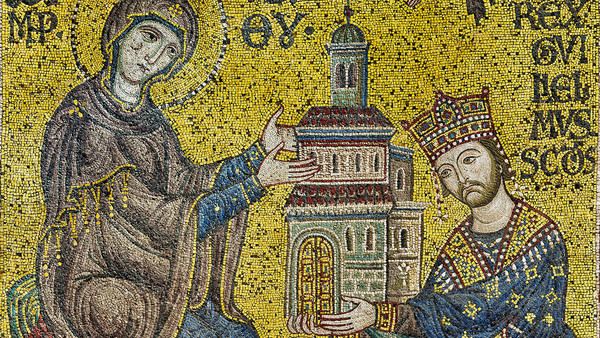 Re Guglielmo II offre la Chiesa alla VergineDuomo di Monreale, Monreale, Italia© Basilica Cattedrale di Santa Maria Nuova. Arcidiocesi di MonrealeFoto: Ghigo Roli