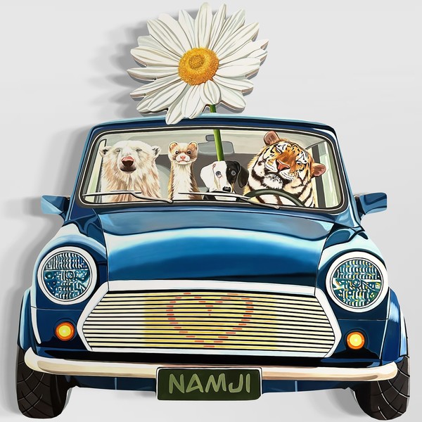 남지형, Family car, 2024, Oil on wood, 91.3x93cm