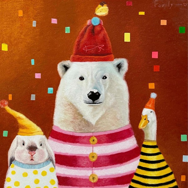 남지형, Family, 2024, Oil on canvas, 60.6x60.6cm