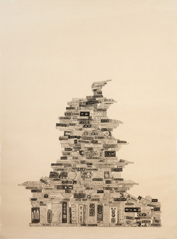 먹탑 – 익산 미륵사지 석탑_종이에 먹 탁본, 2024, 182×151cm