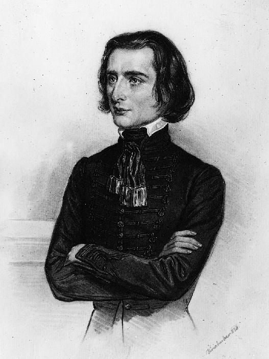 Portrait of Ferenc Liszt in 1838 (by Josef Kriehuber)