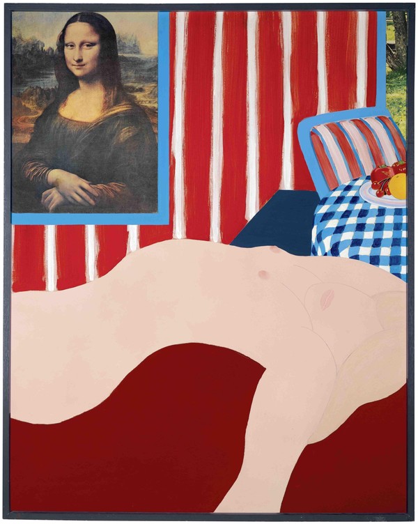 Tom Wesselmann, Great American Nude 31, 1962 Tom Wesselmann, Great American Nude 31, 1962 Huile et collage mixte sur bois 152,4 x 121,9 cm Collection particulière Crédit artiste : © Adagp, Paris, 2024