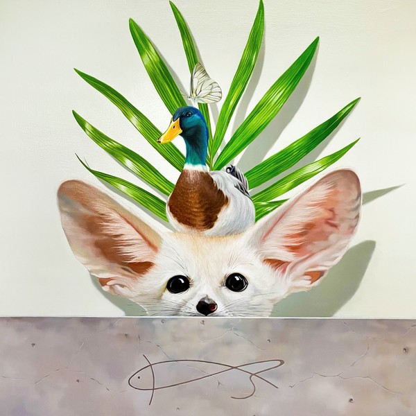 남지형, Symbiosis(pot), 2023, 캔버스에 유채, 72.7x72.7cm