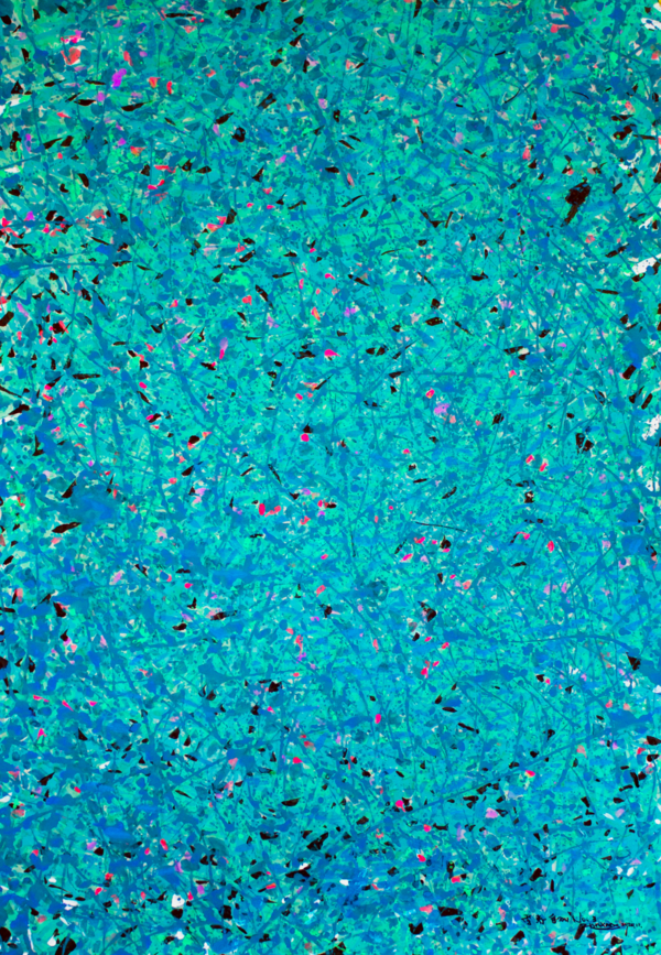 계춘 （季春）No.3천연석채와 수묵116.8cm x 80.3cm