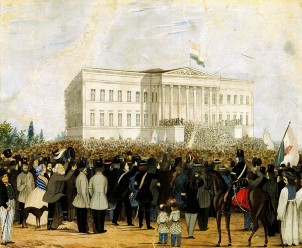 Rally in front of the National Museum, March 15, 1848, unknown author, Budapest History Museum