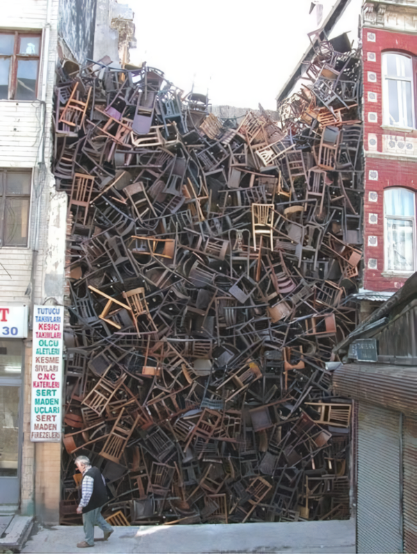 Doris Salcedo, “Untitled” 2003 The 8th Istanbul Biennial : 1,600 wooden chairs