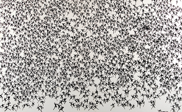 군상, 1986, 한지에 먹, 167 x 266cm