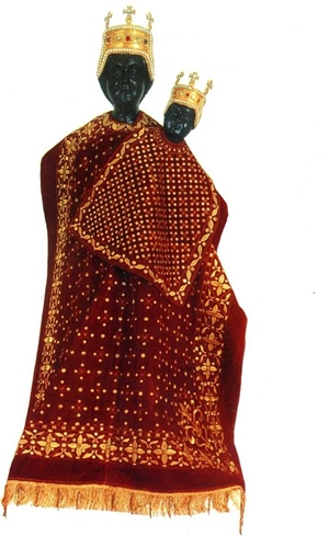Wooden black statue of the Holy Virgin, 15th Century