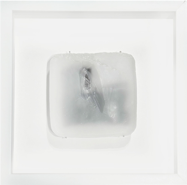 ⓒAlexander Ugay 'From the series Unknown Return', 2023  Mixed media, encaustic wax, digital prints, unique 20 x 20 (framed)