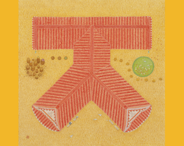 [사비나미술관] 생태의 집-한옥, 김도영, 〈지읒 집의 일상〉, 2022, 한지에 분채, 63x63cm