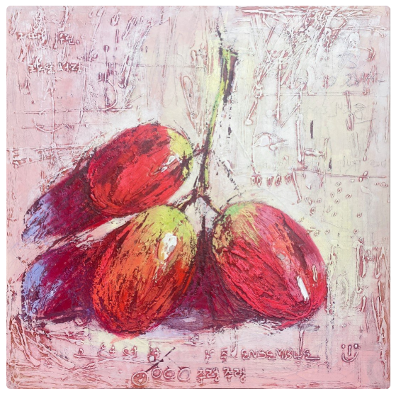 그때 우린 포도알처럼 주렁주렁, 77.5x77.5cm, Oil on paper board and Gold leaf, 2023