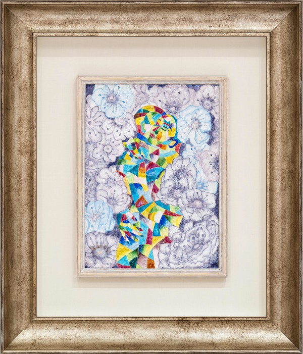 이수경 〈사랑〉 2023, 칠보, 은선, 황동, 이탈리아 원목, 55.5 × 47.5 cm (액자포함)