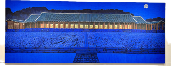 종묘 정전 220 x 560cm 캔버스천, 먹, 호준, 분채, 석채, 금니 2020