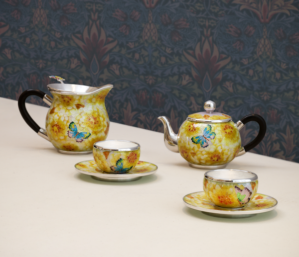 백일홍 다기세트, 이수경, 2025, 칠보, 은선, 순은 99.9%