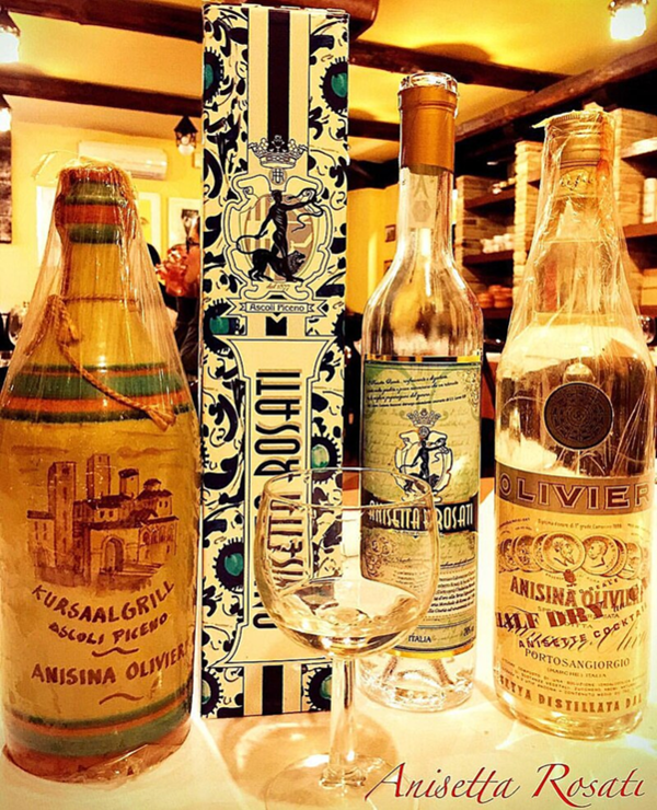 Anisetta (“Anisette” in French), an anise-flavored liquor similar in taste to Sambuca. Credits: CC BY-SA 4.0 www.wikipedia.org