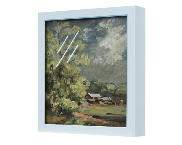 아이작 오즈(Isacc OZ), Fuse_D.W.Lee, 2025, Oil on Canvas & Acrylic on Acrylic panel, 57×50cm