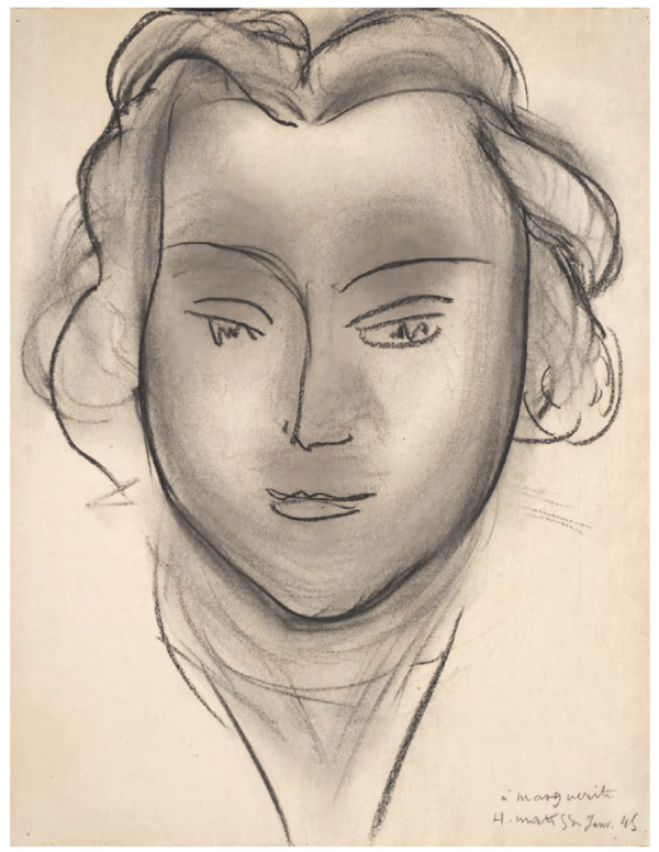 Henri Matisse, Marguerite. Vence, janvier 1945 Fusain sur papier 48x37cm Collection particuliere Credit:Collection particuliere/ⓒJean-Louis Losi
