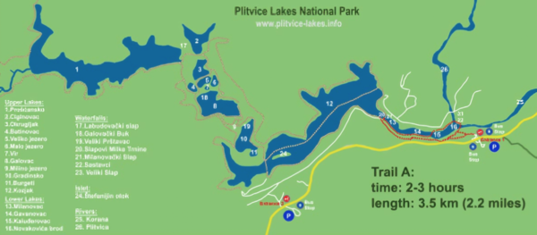 국립공원의 2~3시간 코스 지도 (사진_크로아티아관광청/CNTB)