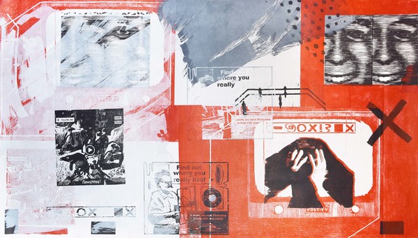 The Reality Show, Translation Error (Duet), Dainora Vingyte, 2020, Woodcut print, 100x178cm (*Partial view of the artwork)