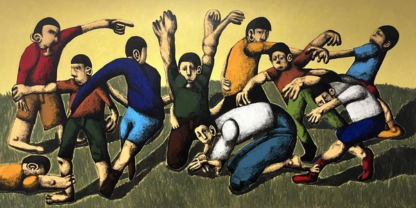 한의도, 난무(Boisterous Dance), 2025, Acrylic, oil on canvas, 148x286.5cm