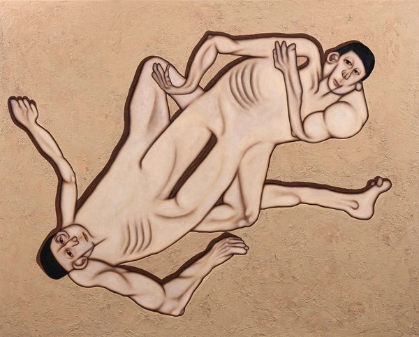 한의도, 러브버그(Lovebug), 2025, Acrylic, oil, gel stone on canvas, 162.2x130 cm