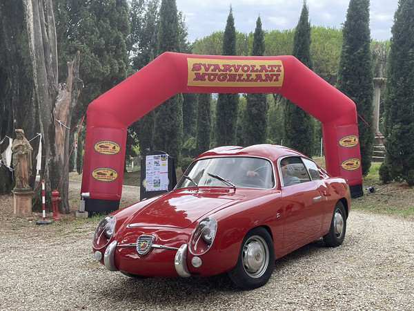 Alfa Romeo giulietta sprint in the historical car rally in Mugello, Tuscany