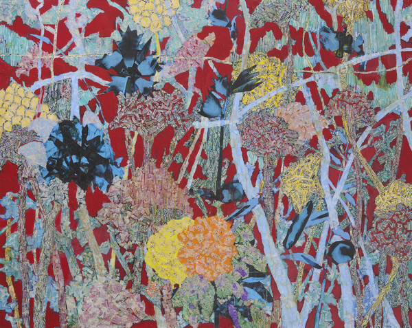 뢴트겐의정원_캔버스 한지위에 자개 채색_130x160cm_2025