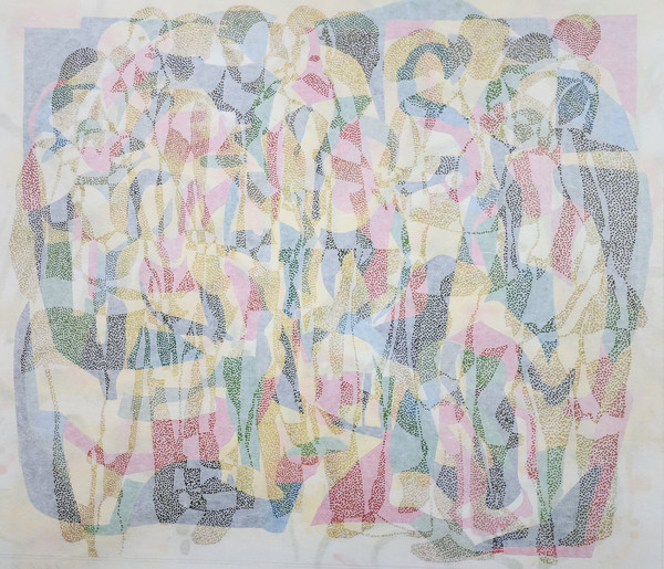 이길우, All kinds of things 025-9, 2025, 순지에 향불 & 장지 채색에 배접과 코팅, 100×90cm