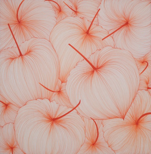 이애리, Good luck in 꽈리25-87, 2025, 장지에 주묵, 60.6×60.6cm