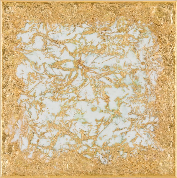 세오시, 기원의 미로100, 2025, 한지에 금박24k 합금박 석채, 30x30cm