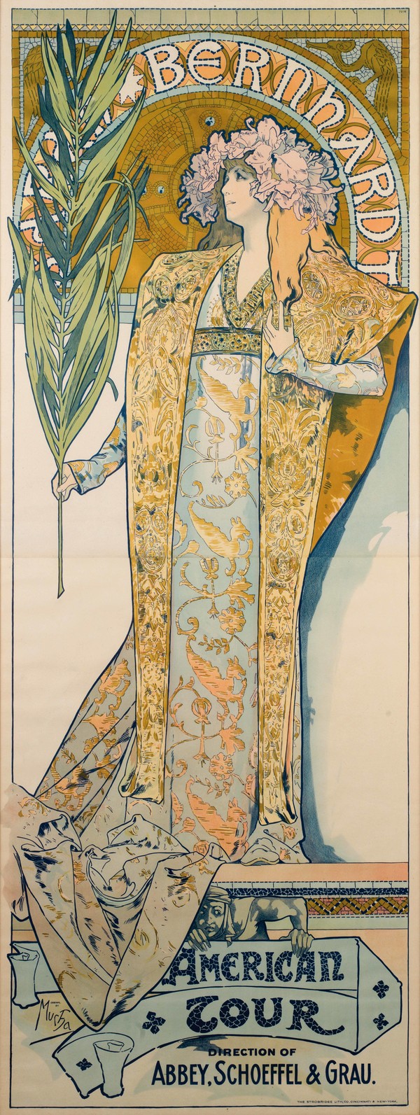 사라 베르나르_미국 순회 포스터 신시내티, 1895, 스트로브릿지 석판 인쇄소 ©ART NOUVEAU PRODUCTION SRL PRAGUE