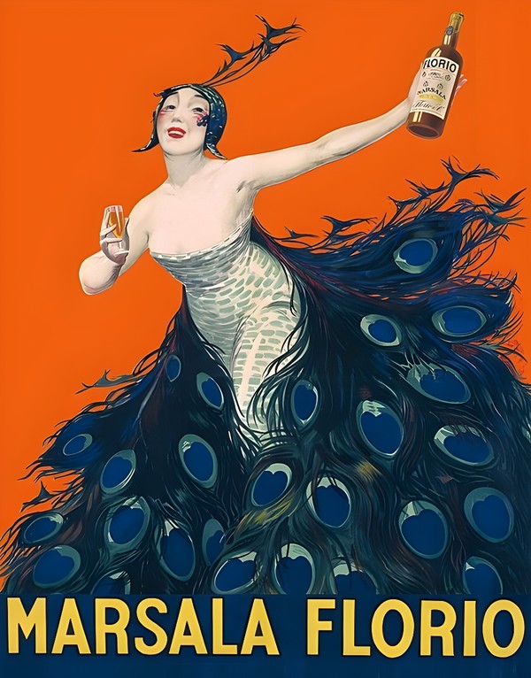 Advertising poster of Marsala wine from Cantine Florio winery (1920). Credits: Public Domain www.wikipedia.org