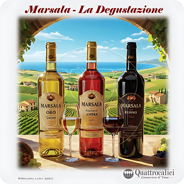 The three versions of Marsala wine: Oro (Gold); Ambra (Amber); Rubino (Ruby). Credits: www.quattrocalici.it