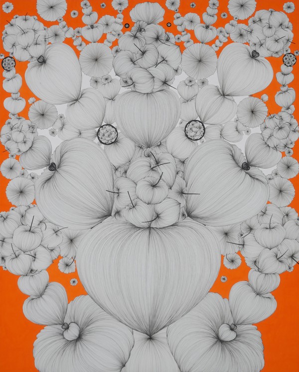 이애리, Good Luck in 꽈리25-101, 160x130.3cm, 장지에 수묵, 과슈, 2025