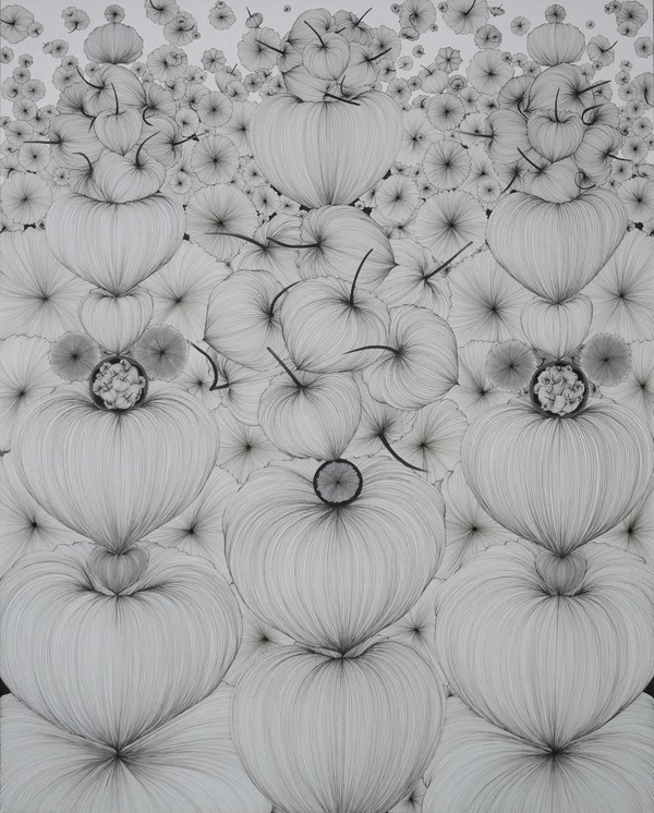 이애리, Good Luck in 꽈리25-100, 160x130.3cm, 장지에 수묵, 2025